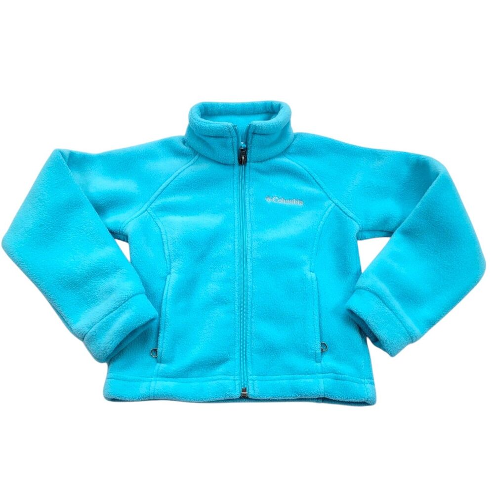 Columbia Youth Girls Size 4/5 Fleece Jacket Teal Blue Outerwear